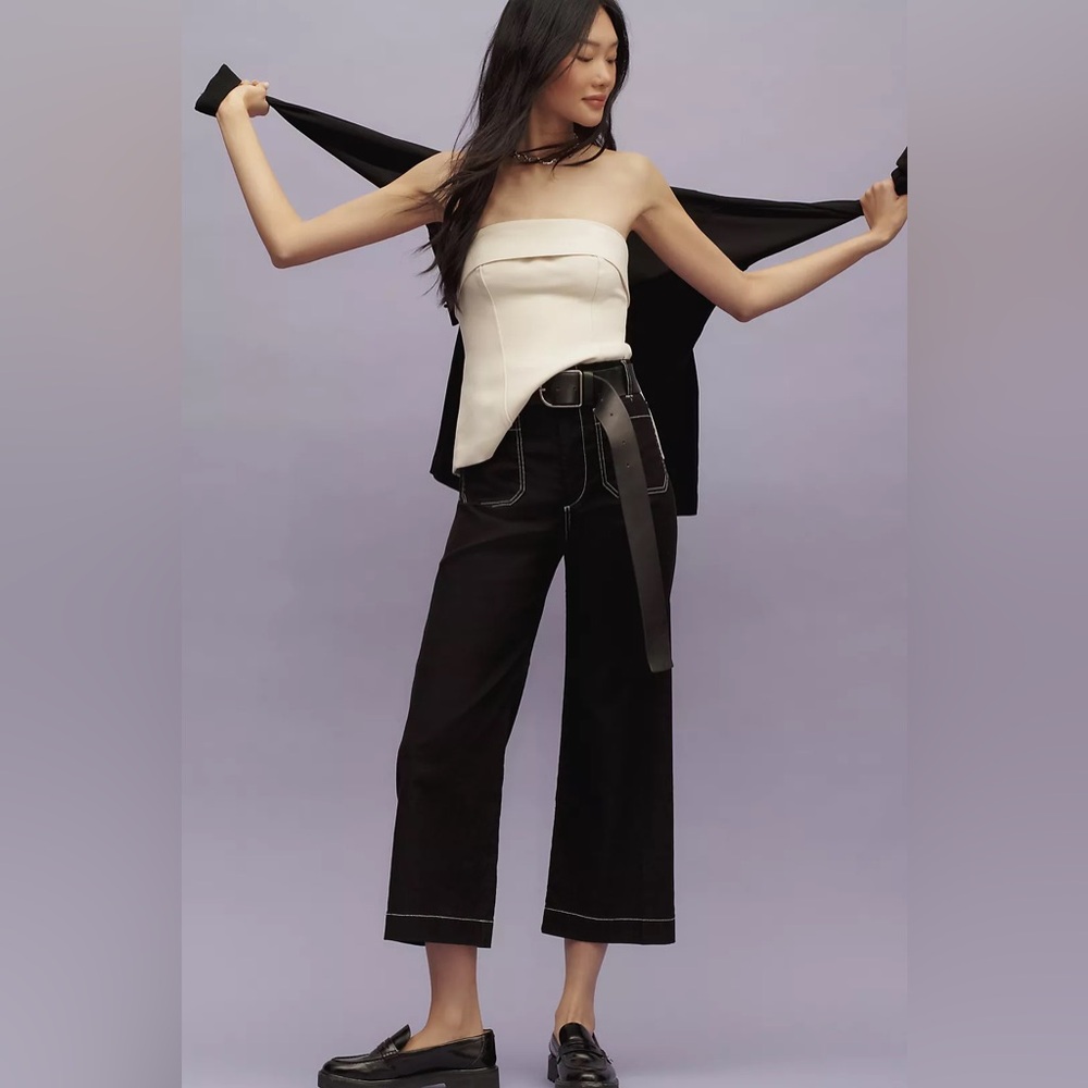 Maeve The Colette Crop Wide-Leg Pants Contrast Stich Edition Size 16W